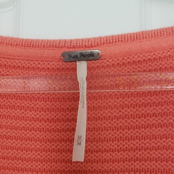 Free People La Brea Sweater Ribbed Oversized Chunky Knit Coral Womens Size Mediu - Picture 5 of 12